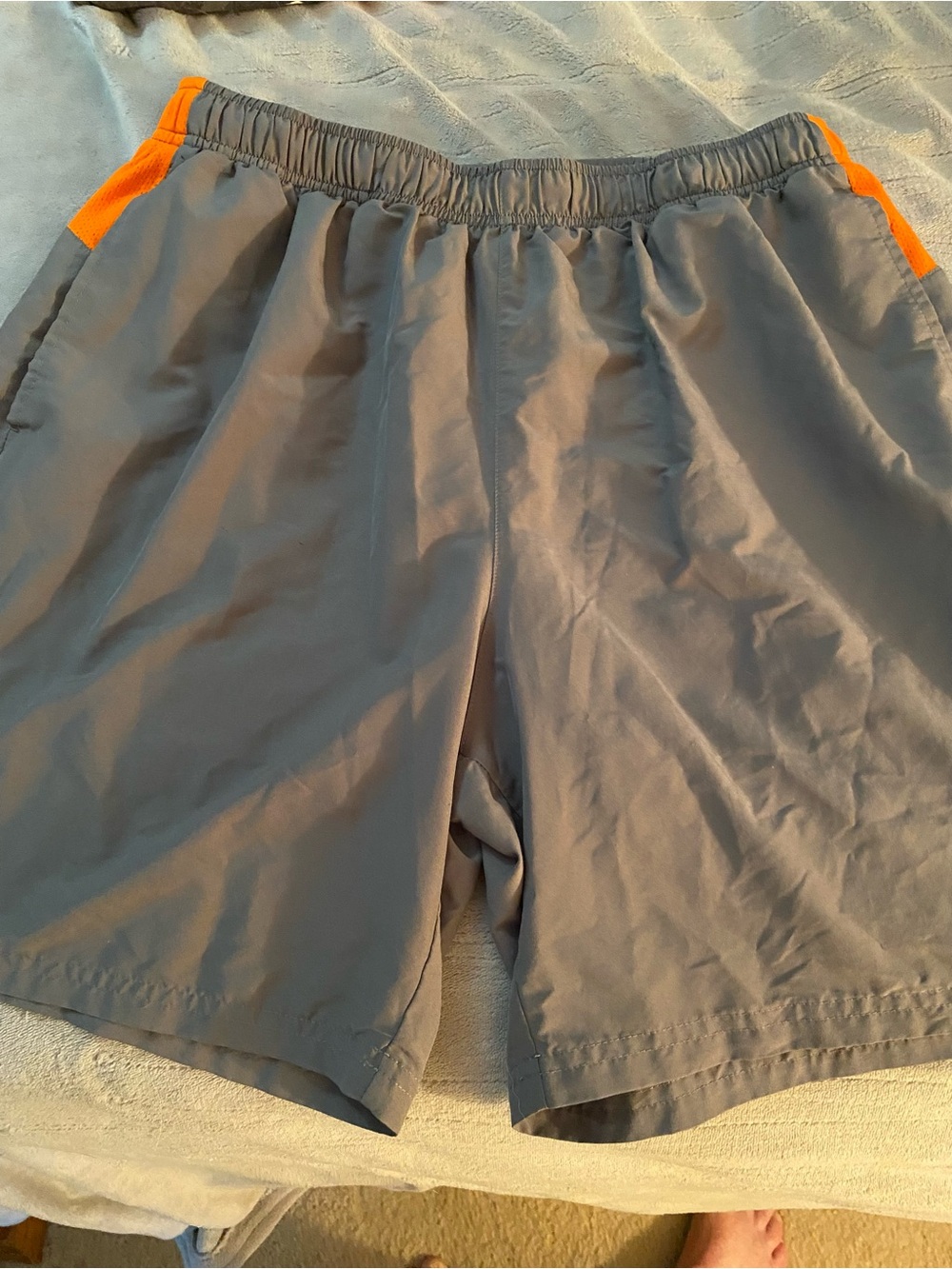 Under Armour Gray Athletic Shorts with Orange Accents